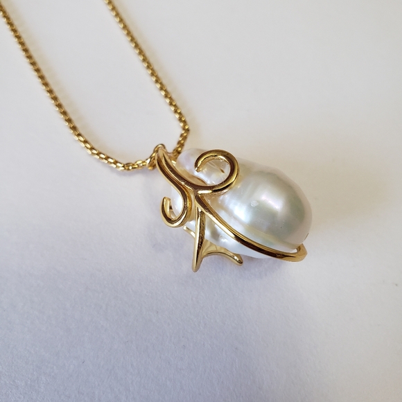 Pearl Necklace Oil Painting Baroque Pearls Natural Freshwater Pendant Flower - Picture 7 of 9